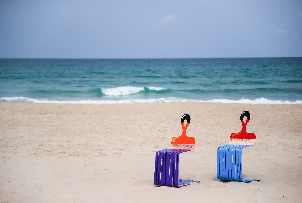 Eden Fine Art - David Kracov - Grab a Chair (Blue-Orange)